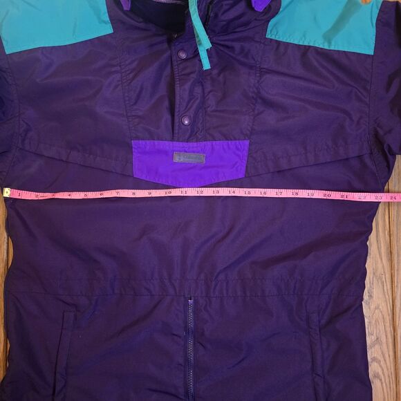 Vintage Columbia Men's M Purple Teal 1/4 Zip Hooded Pullover Windbreaker - Picture 14 of 16